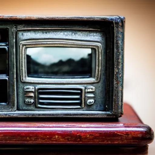 Image similar to tilt shift photo of a miniature antique tv set