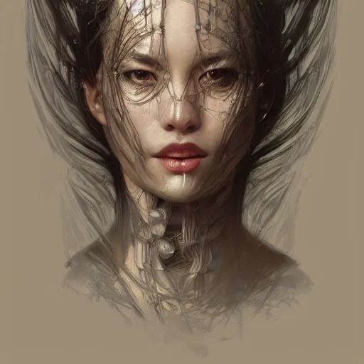 Prompt: Alissa Sugawara, physically accurate, dynamic lighting, intricate, elegant, highly detailed, digital painting, artstation, HR GIGER, Hieronymus Bosch, Francis Bacon, concept art, smooth, sharp focus, illustration, art by artgerm and greg rutkowski and alphonse mucha