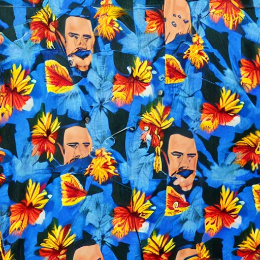 Image similar to a hawaiian shirt with a pattern of lenin heads