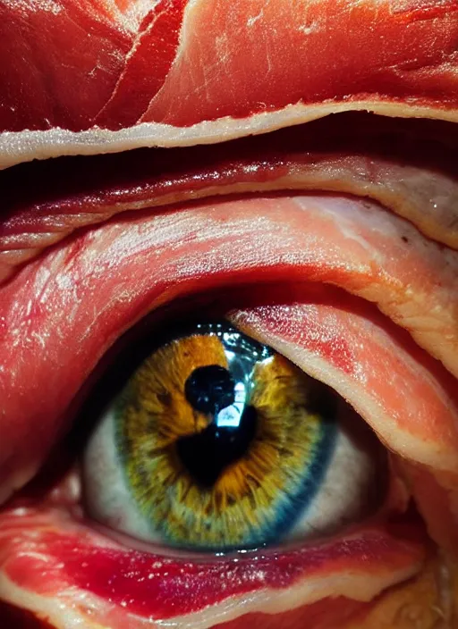 Image similar to portrait of a stunningly beautiful eye, 🥓