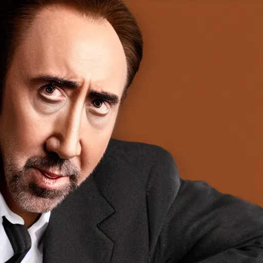 Image similar to nic cage viewing a minimalist logo for a dating app only for nic cage on christmas, corporate phone app icon