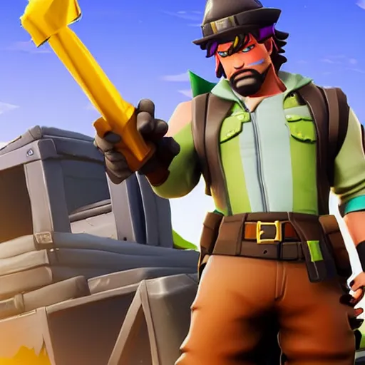 Prompt: joseph joestar in fortnite, character render, full body shot, highly detailed, in game render