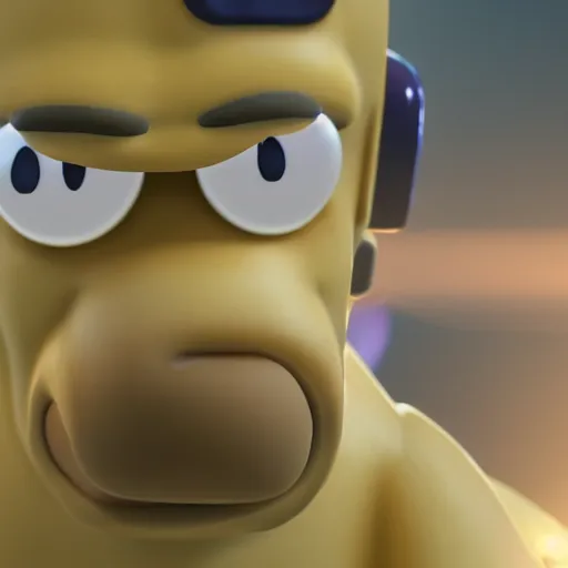 Prompt: a videogame still of Homer Simpson in Halo 3, portrait, 40mm lens, shallow depth of field, close up, split lighting, cinematic