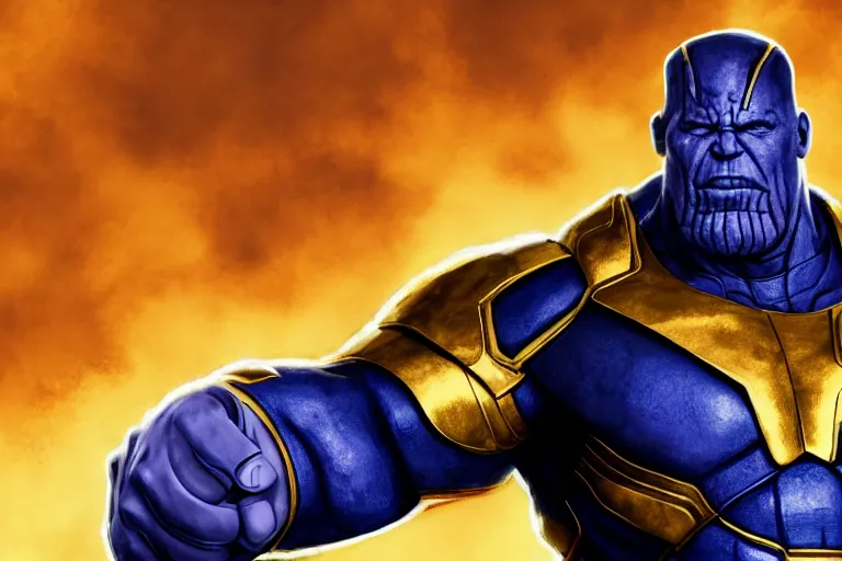 MCU Thanos wearing blue and gold armor grimacing while | Stable ...