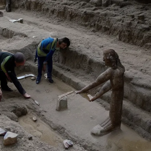 Image similar to Humans discovering an ancient city underground