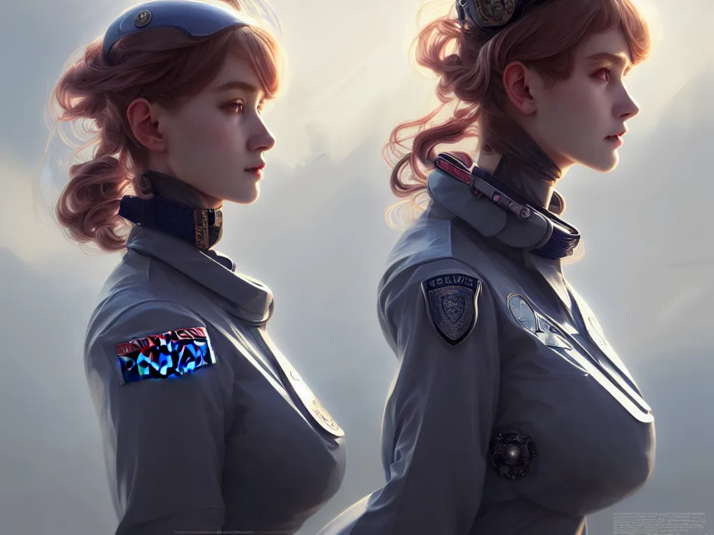 Image similar to portrait futuristic england police uniform girl, at future neon light rooftop, ssci - fi and fantasy, intricate and very very beautiful and elegant, highly detailed, digital painting, artstation, concept art, smooth and sharp focus, illustration, art by tan zi and ayanamikodon and alphonse mucha and wlop