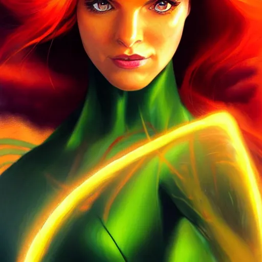 jean grey, a full body portrait of jean grey, green | Stable Diffusion ...
