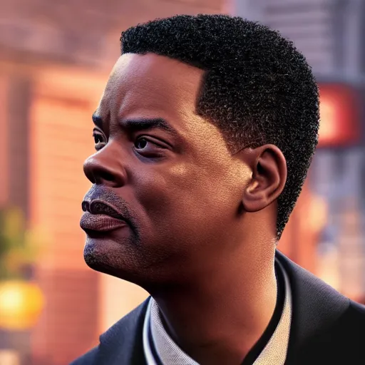 Image similar to chris rock is seen face slapping will smith, shadow harsh lights, dramatic scene, hyper detailed, digital art, trending in artstation, cinematic lighting, studio quality, smooth render, unreal engine 5 rendered, octane rendered