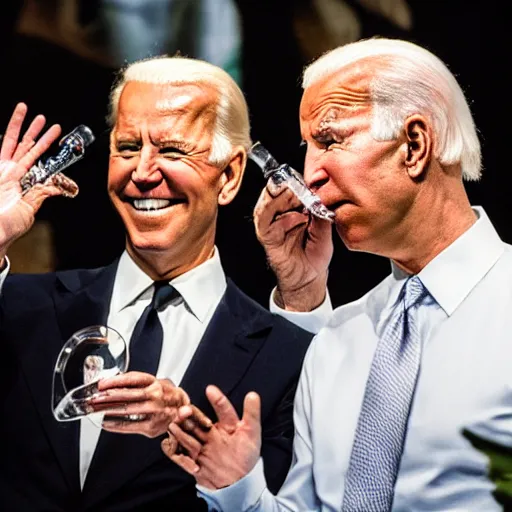 Image similar to stoned tom cruise and stoned joe biden smoking a bong together, award winning candid photography