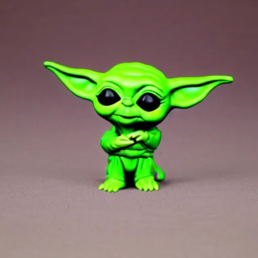 Image similar to cute isometric baby yoda funko pop