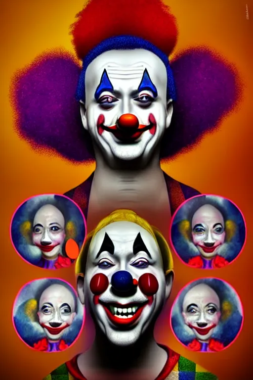 Image similar to my teacher as clown - composition : dynamic lighting, depth details, intricate, asymmetric, proportion, highly quality, balance, unity, extremely highly detailed. by bambang nurdianshyah ( face details and background ) garis edelweiss ( lighting ) roby dwi antono ( character and big details ) kira ayn varszegi ( small details )