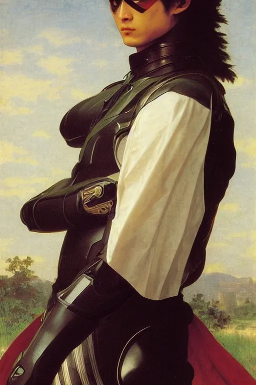 Prompt: portrait of a kamen rider rx, majestic, solemn, by bouguereau