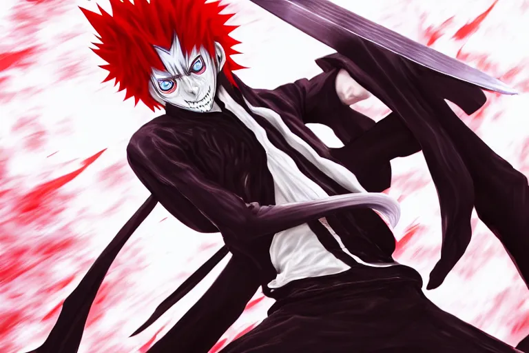 Image similar to ichigo kurosaki, in the style of wlop, illustration, epic, fantasy, hyper detailed, smooth, unreal engine, sharp focus, ray tracing