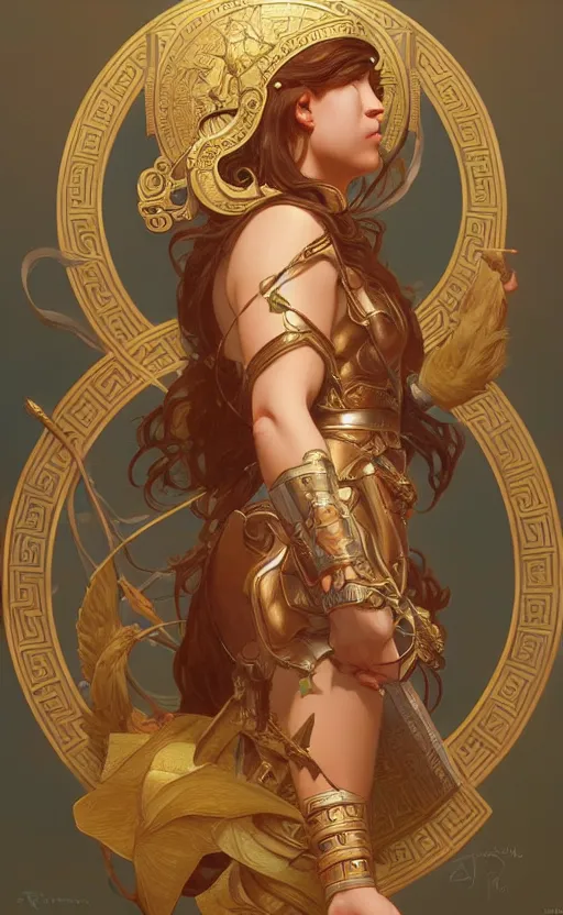 Image similar to ! dream the goddess athena, greek mythology, intricate, upper body, highly detailed, digital painting, artstation, concept art, sharp focus, cinematic lighting, illustration, art by artgerm and greg rutkowski, alphonse mucha, cgsociety