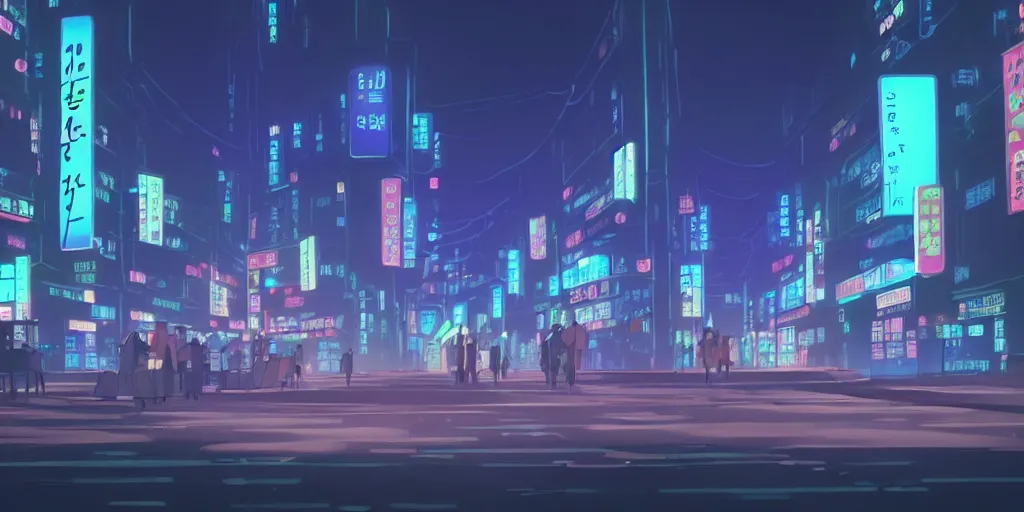 Image similar to a close up of a 'Seoul city' in the atmospheric solarpunk anime film, gouache matte background painting, neon noir, at night with lights, by makoto shinkai, in the anime series ergo proxy, beautiful specular edge highlights and rim lighting