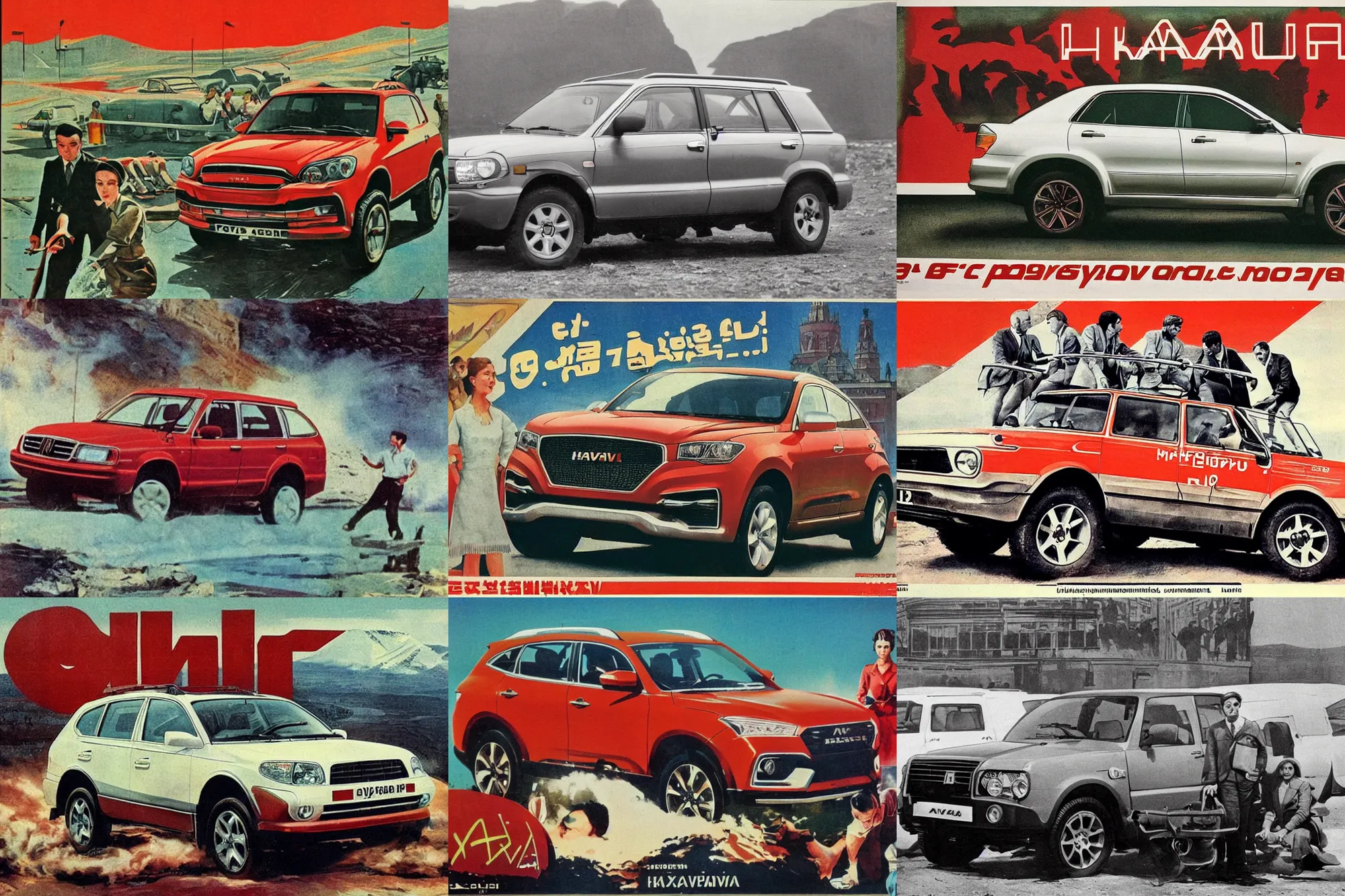 Prompt: advertising new modern haval f 7 on a soviet poster