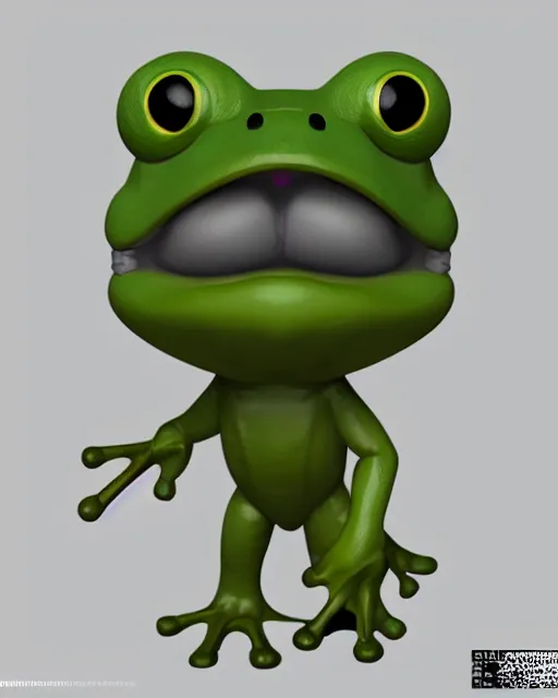 Prompt: full body 3d render of Frog as a funko pop, studio lighting, white background, blender, trending on artstation, 8k, highly detailed