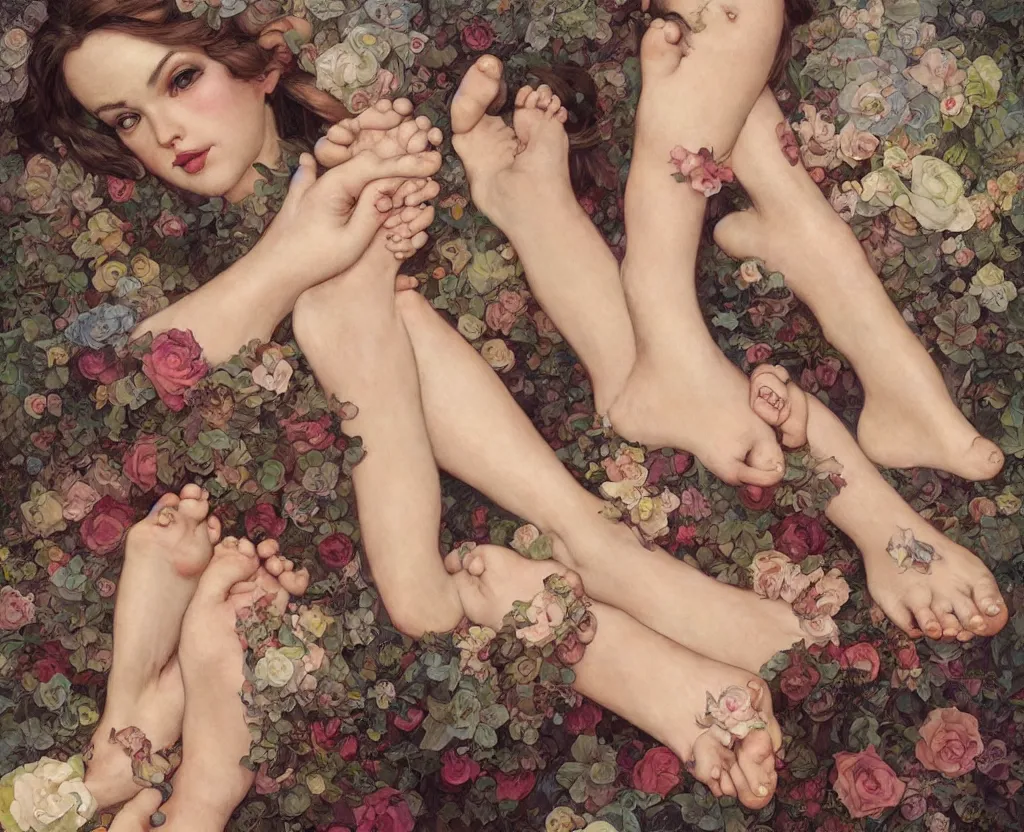 Prompt: quentin tarantino's foot harem, by nicoletta ceccoli, mark ryden, lostfish, artgerm, greg rutkowski, alphonse mucha, breathtaking, 8 k resolution, extremely detailed, beautiful, establishing shot, artistic, hyperrealistic, octane render