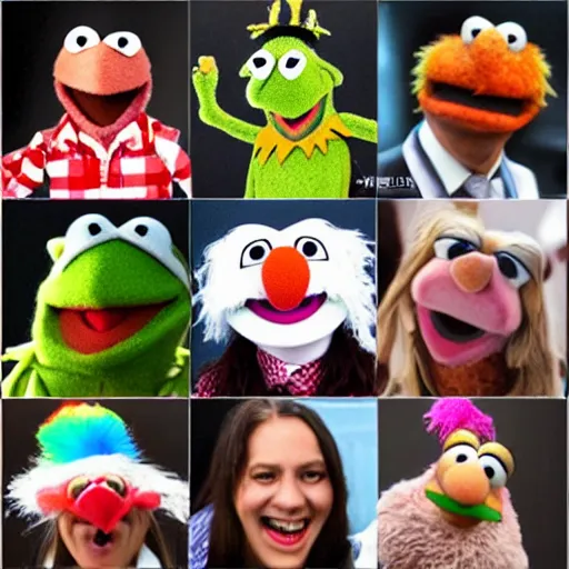 Image similar to muppets wearing ice cream hats