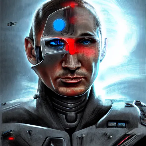 Image similar to Cyborg Putin, futuristic art, digital art, high quality