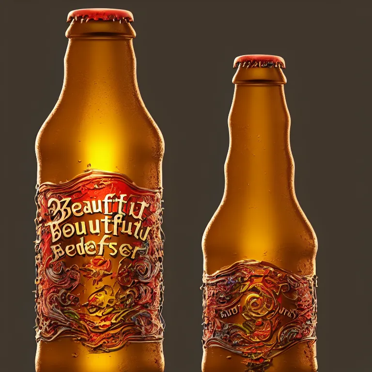 Prompt: beautiful colorful beer bottle, concept art, 3 d render in octane, zbrush, perfect composition, beautiful detailed intricate insanely detailed octane render trending on artstation, 8 k artistic photography, photorealistic, soft natural volumetric cinematic perfect light, chiaroscuro, award - winning photograph, masterpiece, studio photography, product photo