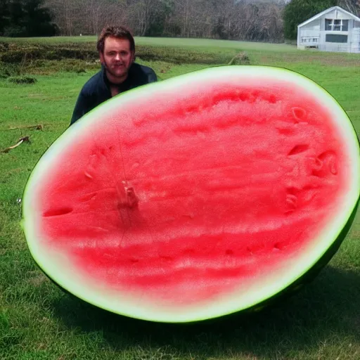 Image similar to But no one knows how this giant watermelon came to be. And no one knows if there are more out there. Cinematic scene