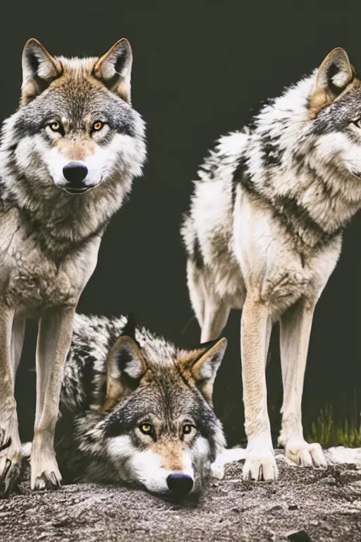 Prompt: wolves in nature