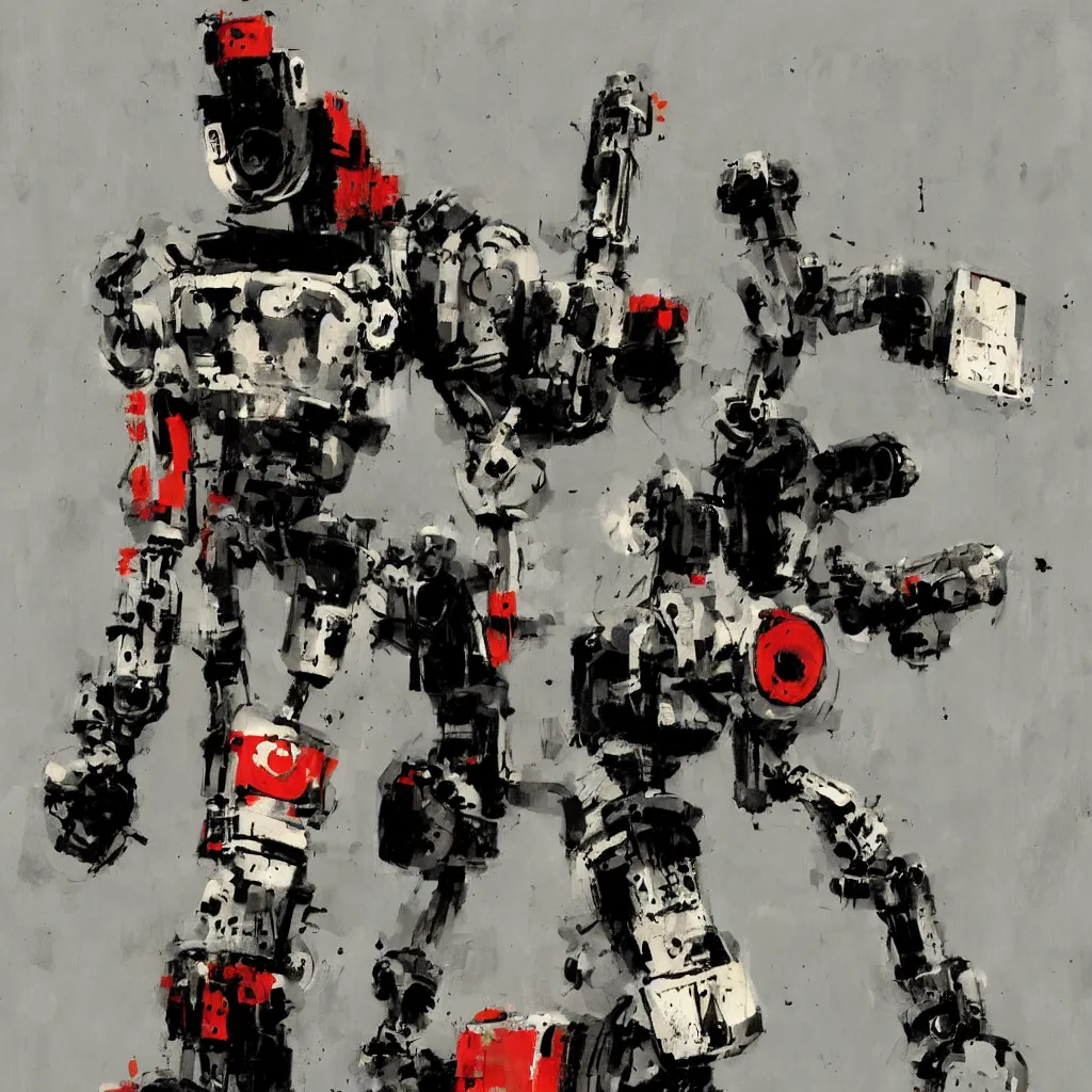 Prompt: a robot painted by ashley wood