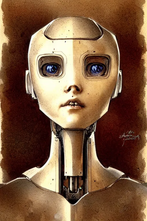 Prompt: headshot of humanoid robot from ex machina, by jean - baptiste monge