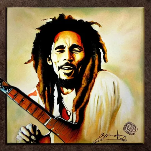 Image similar to Bob Marley, black velvet painting, deep colors, high details, photrealistic, trending on artstation, deviant art,