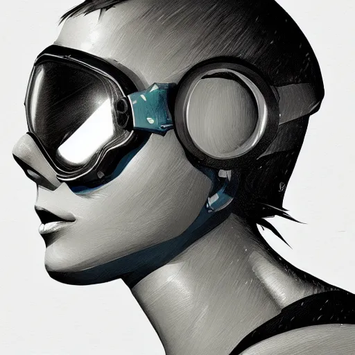 Image similar to a profile photo of a diver in an ocean, side profile, sci-fi, elegant, sinister,highly detailed, digital painting, artstation, concept art, smooth, sharp focus, illustration
