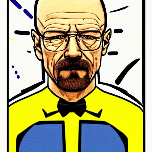 Prompt: walter white vaporware, 1 9 8 0 s, epic detail, colourful, nostalgic, clear focus, sharp,