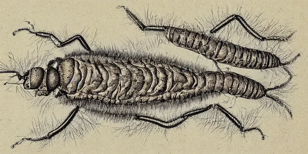 Image similar to Intricate detailed scientific illustration, Polyphagous shot-hole borer, vintage,