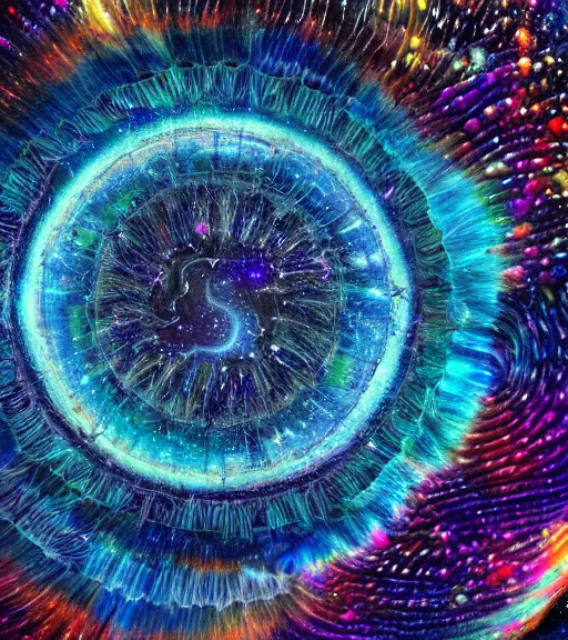 Image similar to ketamine dream of a universe in an eye, intricate, super detailed, 4K,