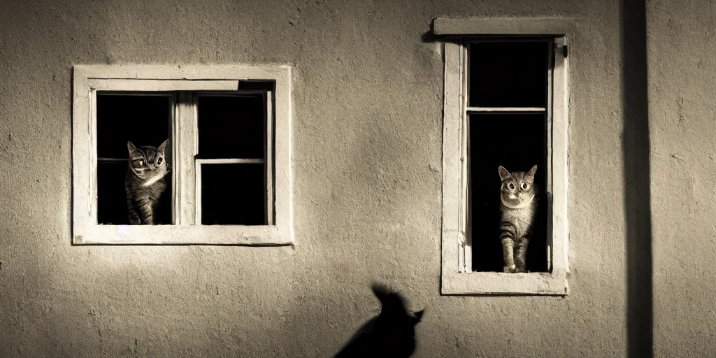 Prompt: cat on a windowsill, cinematic composition, epic lighting