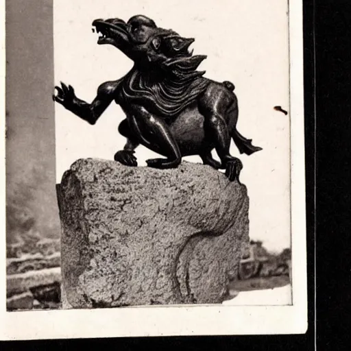 Prompt: antique photo of a creature busting out of a stone gargoyle, highly detailed, cfg = 1 5