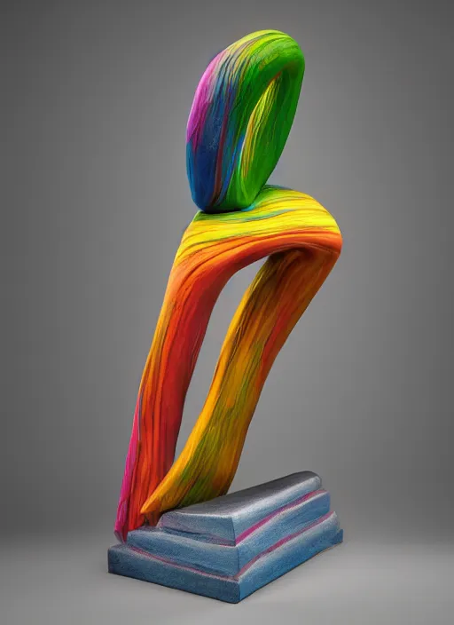 Prompt: color aberration 3d sculpture, museum display, 4k, award-winning photo