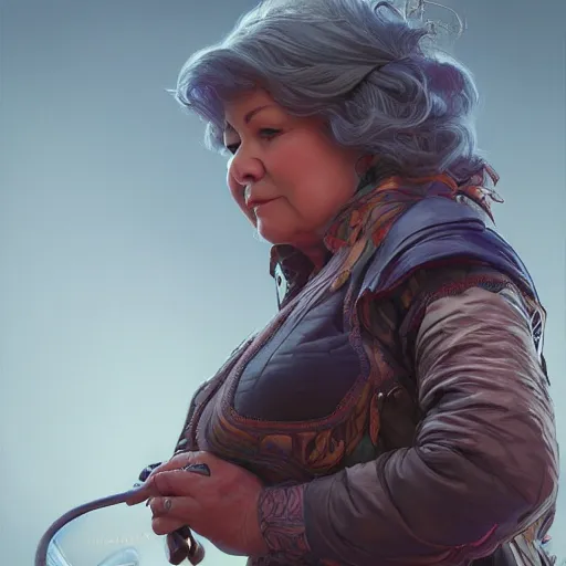 Image similar to roseanne barr, intricate, highly detailed, digital painting, trending on artstation, concept art, smooth, sharp focus, illustration, unreal engine 5, 8 k, art by artgerm and greg rutkowski and alphonse mucha