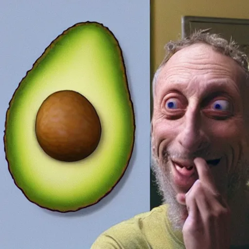 Prompt: michael rosen, noice, distorted, ytp, excited, as an avocado
