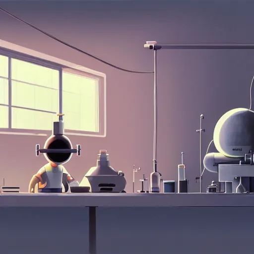 Prompt: goro fujita ilustration a science laboratory, tools for science research, explosion of the chemicals, small streaks of light through, painting by goro fujita, sharp focus, highly detailed, artstation