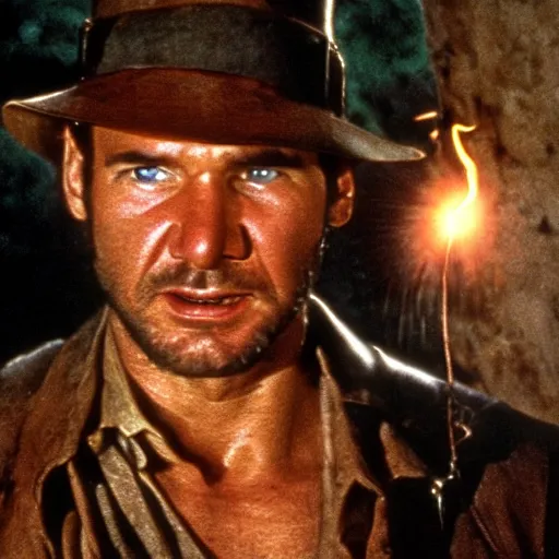 Prompt: Indiana Jones found the Holy Grail, cinematic still