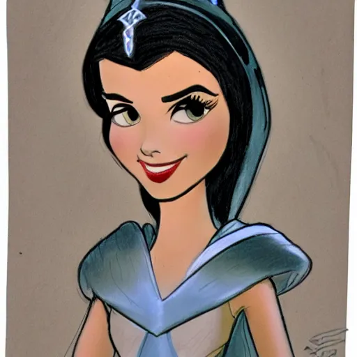 Image similar to milt kahl sketch of victoria justice as princess padme from star wars