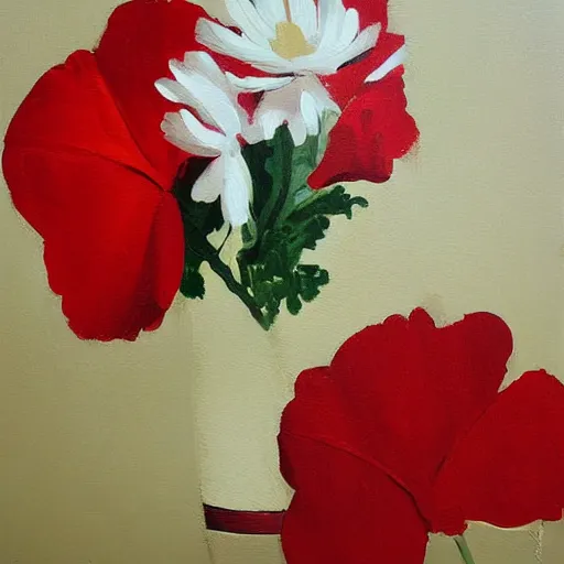 Image similar to red and white painting by mehmet and khazim akal