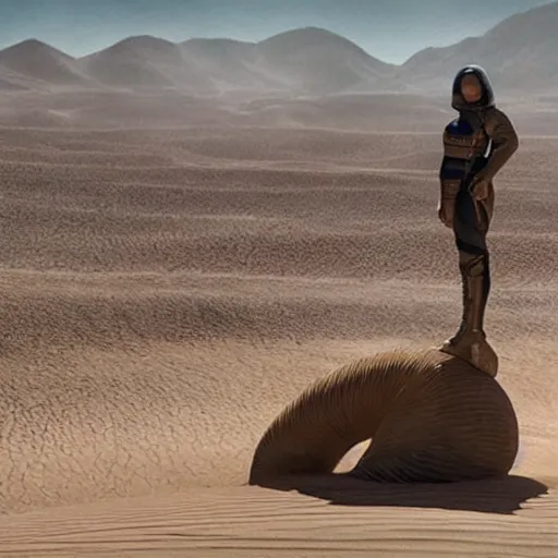 Image similar to still from dune ( 2 0 2 2 ) by denis villeneuve attack of a giant snake