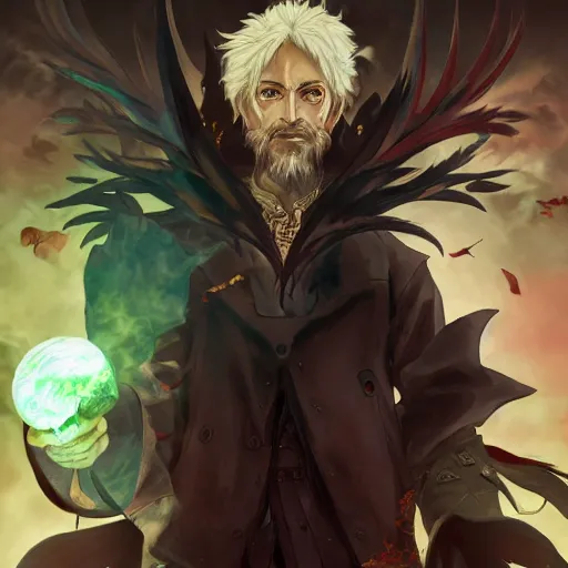 Image similar to portrait of fidel camuze wielding the curse magecraft, curse arts, anime fantasy illustration by tomoyuki yamasaki, kyoto studio, madhouse, ufotable, trending on artstation