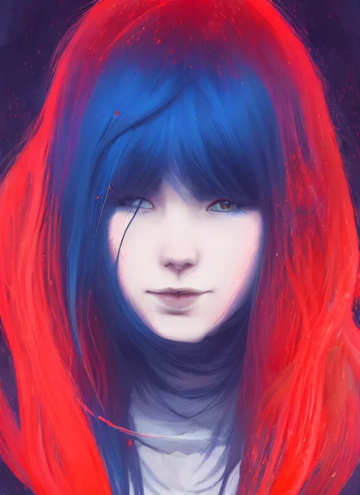 Image similar to red water swirling around rimuru tempest crying, enveloped in ghosts, sky blue straight hair, bangs, with amber eyes, black jacket, high collar, ultra fine detaile, dark theme, digital painting, psychedelic, cinematic, wlop, pixiv, ilya kuvshinov, ross tran