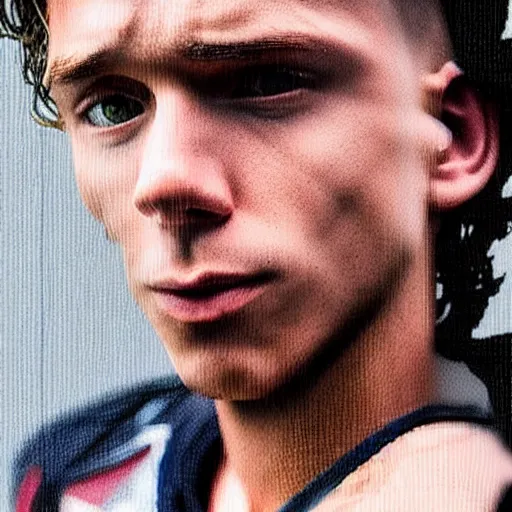 Image similar to “a realistic photo of a guy who is an attractive baseball player man who is part cyborg and part humanoid, who is a robot, Tom Holland, close up detailed”