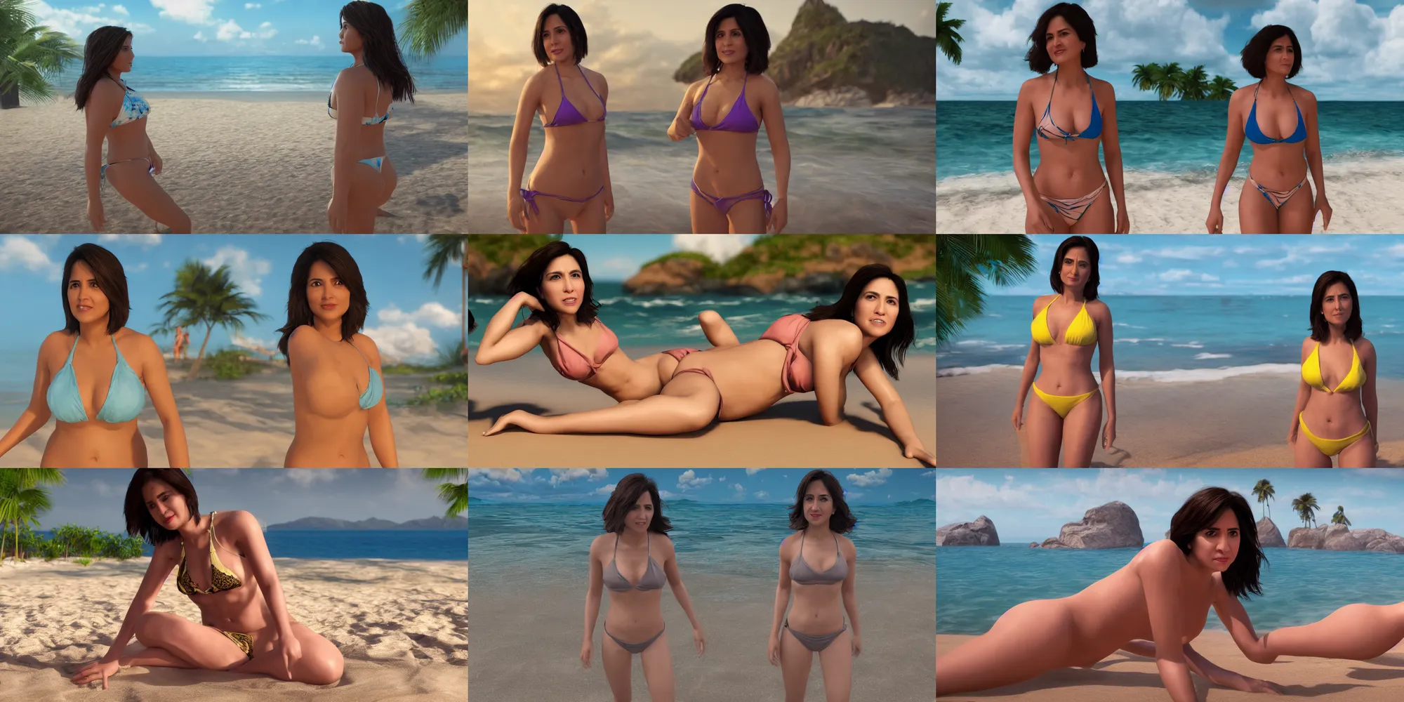 Prompt: a beautiful photo of 8k ultra of goddess Leni Robredo in a bikini at a beach, cinematic lighting, trending on artstation, 4k, hyperrealistic, focused, extreme details, unreal engine 5, cinematic, masterpiece