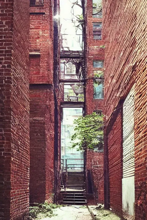 Image similar to (((((a ramshackle Manhattan brick brownstone deep in the forest))))) by Lynn Chen!!!!!!!!!!!!!!!!!!!!!!!!!!!