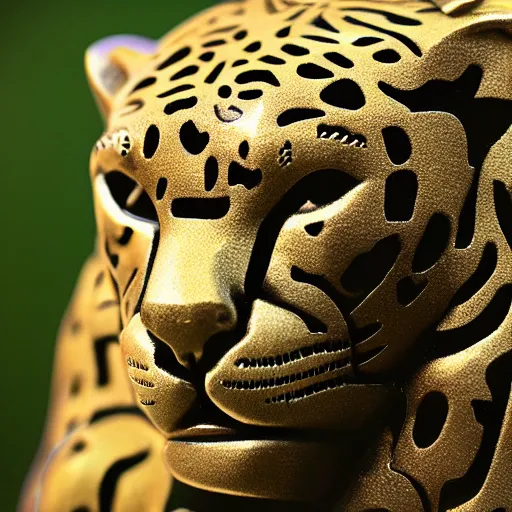 Prompt: golden jaguar sculpture